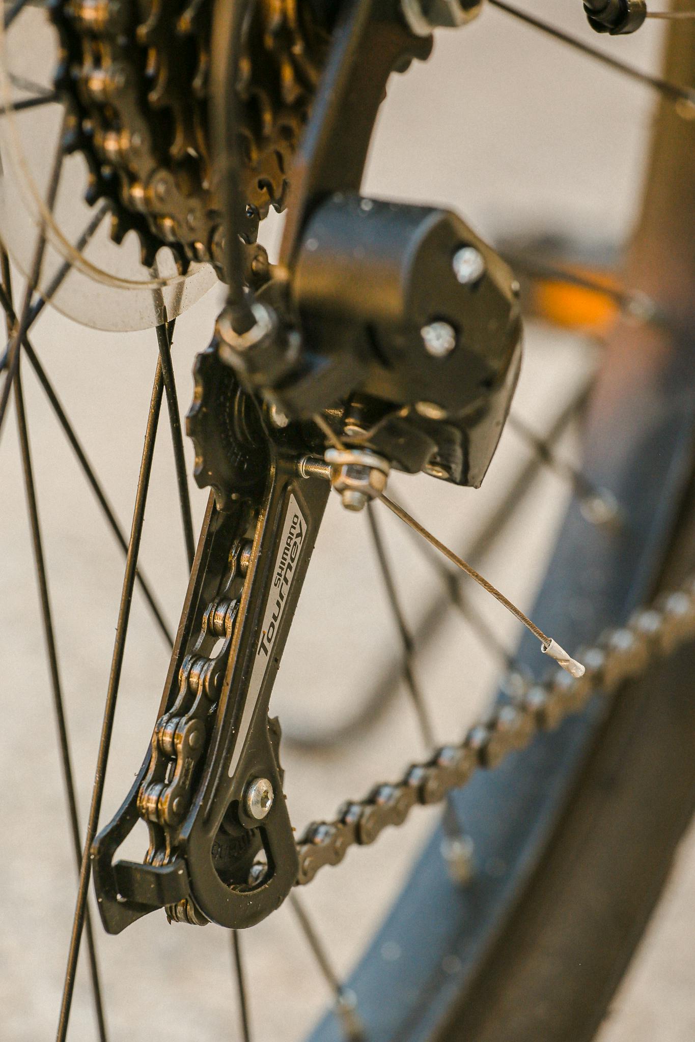 Detailed close-up of a bicycle's gear mechanism showcasing its intricate structure.